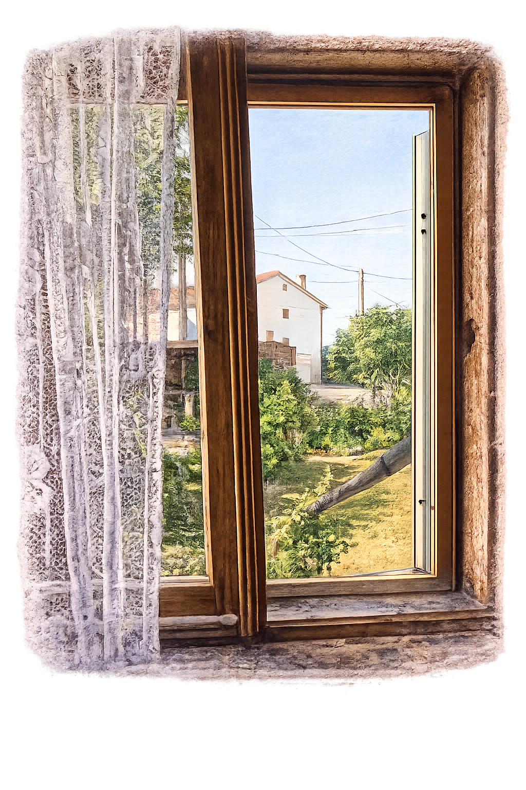 Stone-framed window